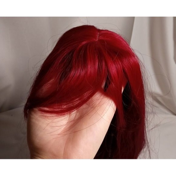 20" Long Red Wig with‎ Bangs -Synthetic (9d1) - Picture 8 of 8